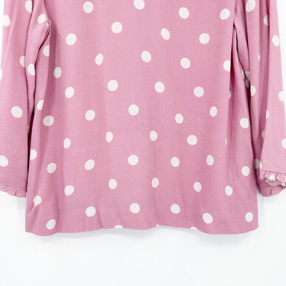 kate spade Live Colorfully Polka‑Dot Blouse Rose White Polka Dot Womens Size 10 - Picture 5 of 11